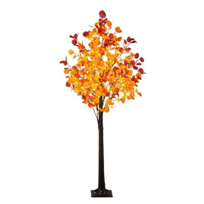 Nearly Natural 6 ft. Pre-Lit Bright Autumn Eucalyptus Artificial Fall Tree with 420 Warm White LED Lights
