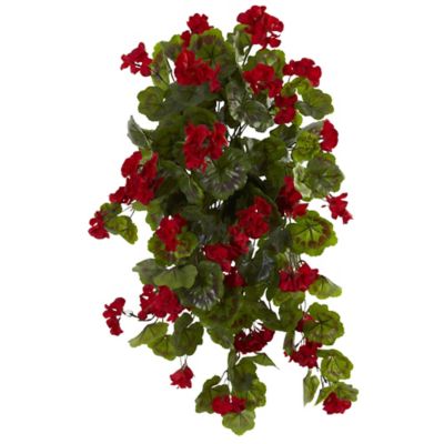 Nearly Natural 29 in. UV Resistant Geranium Artificial Hanging Plant (Indoor/Outdoor) - Set of 2