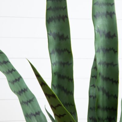Image showing  3 ft. UV Resistant Artificial Sansevieria Plant in White Decorative Planter (Indoor/Outdoor)