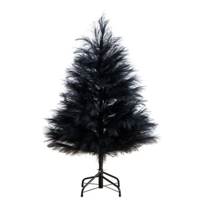 Nearly Natural 4 ft. Artificial Halloween Black Pampas Grass Christmas Tree