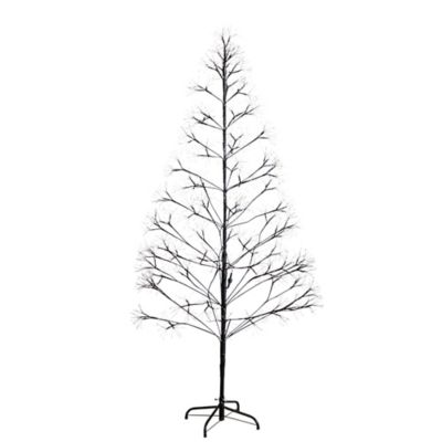 Nearly Natural 6 ft. Pre-Lit Artificial Halloween Black Starburst Tree with 1680 Fairy Warm White LED Lights