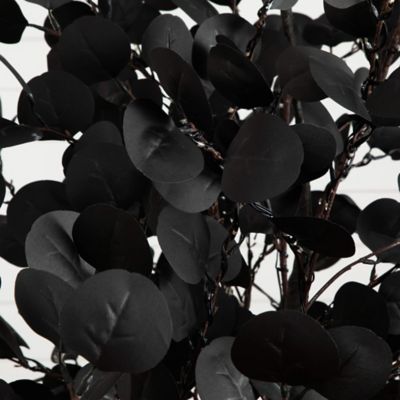 Image showing  9 ft. Pre-Lit Artificial Halloween Black Eucalyptus Tree with 700 Orange & Purple LED Lights