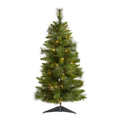 Nearly Natural 3 ft. New Haven Pine Artificial Christmas Tree with 50 Warm White LED Lights and 93 Bendable Branches