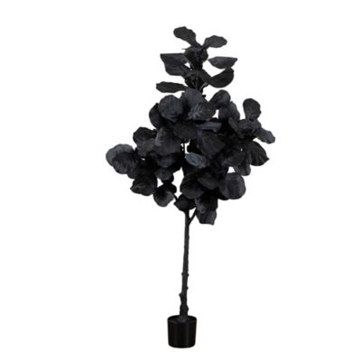 Nearly Natural 6 ft. Artificial Halloween Black Fiddle Leaf Tree