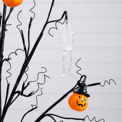 Image showing  3 ft. Pre-Lit Artificial Halloween Pumpkins and Skulls Ornament Tree with 48 Warm White LED Lights
