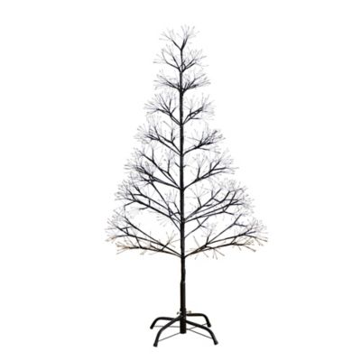 Image showing  4 ft. Pre-Lit Artificial Halloween Black Starburst Tree with 800 Fairy Warm White LED Lights