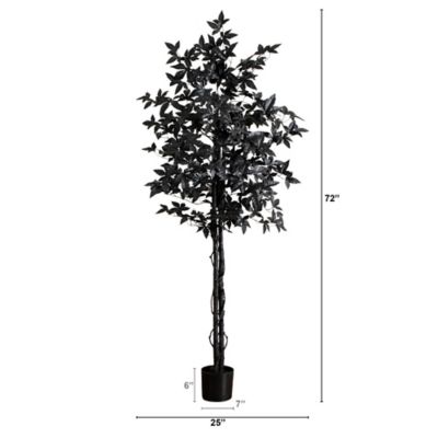 Image showing  6 ft. Artificial Halloween Black Maple Tree with Natural Trunk