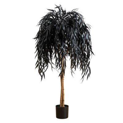 Nearly Natural 4 ft. Artificial Halloween Black Willow Tree