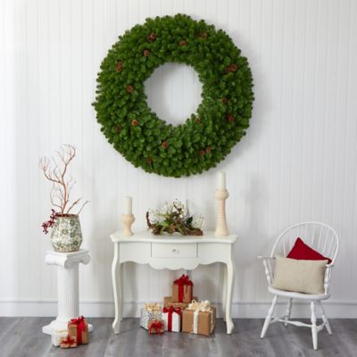 Image showing  5 ft. Giant Artificial Christmas Wreath with 280 Warm White Lights and Pine Cones