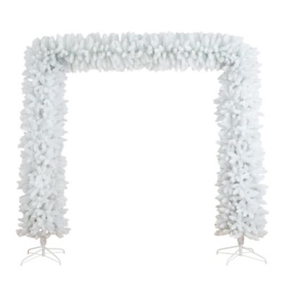 Nearly Natural 8 ft. Artificial Holiday White Christmas Pine Archway
