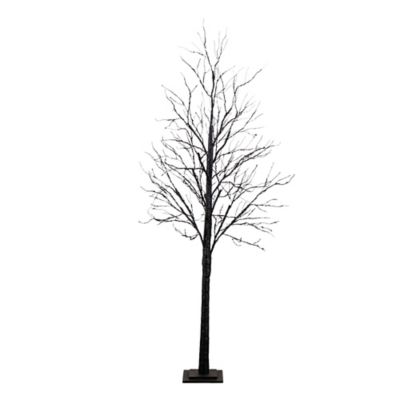 Nearly Natural 7 ft. Pre-Lit Halloween Black Twig Artificial Tree with 390 Orange & Purple LED Lights