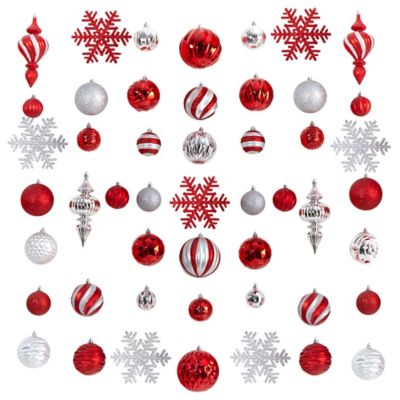 Nearly Natural Holiday Deluxe Shatterproof, 81 ct. Christmas Tree Ornament Box Set, Re-Useable Container