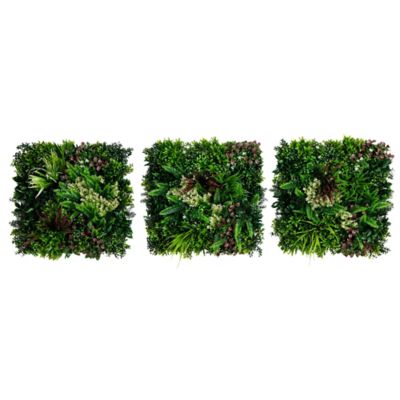 Nearly Natural 20 in. x 20 in. UV Resistant Corfu Island Artificial Living Wall Panels (Indoor/Outdoor) - Set of 3