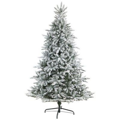 Nearly Natural 8 ft. Flocked West Virginia Spruce Artificial Christmas Tree with 1856 Bendable Branches