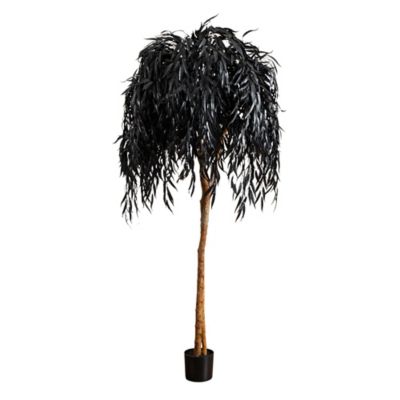 Nearly Natural 6 ft. Artificial Halloween Black Willow Tree