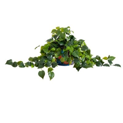 Nearly Natural 42 in. UV Resistant Artificial Philodendron in Handmade Mexican Talavera Ceramic Planter (Indoor/Outdoor)