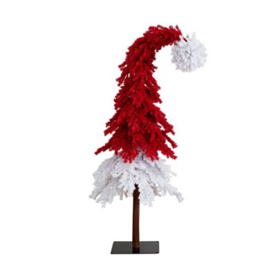 Nearly Natural 7 ft. Holiday Red Santa's Hat Christmas Tree with 500 LED Lights and 1272 Bendable Branches
