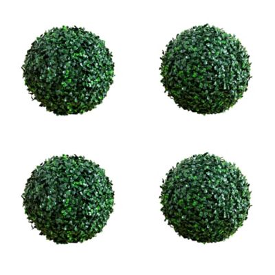 Nearly Natural 8 in. UV Resistant Artificial Boxwood Ball (Indoor/Outdoor) - Set of 4