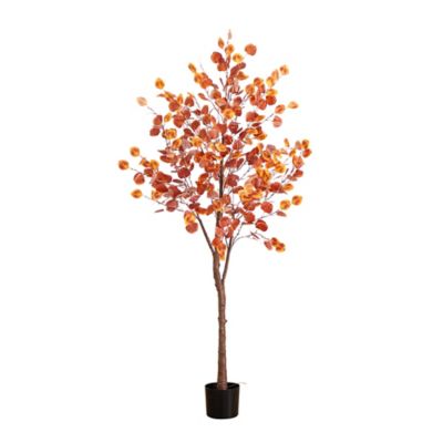 Nearly Natural 6 ft. Pre-Lit Autumn Eucalyptus Artificial Fall Tree with 300 Warm White LED Lights
