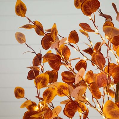 Image showing  6 ft. Pre-Lit Autumn Eucalyptus Artificial Fall Tree with 300 Warm White LED Lights