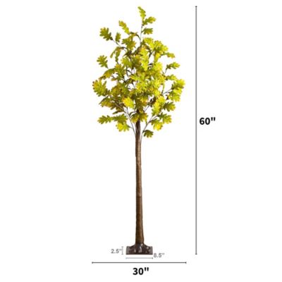 Image showing  5 ft. Pre-Lit Green Autumn Oak Artificial Fall Tree with 200 Warm White LED Lights
