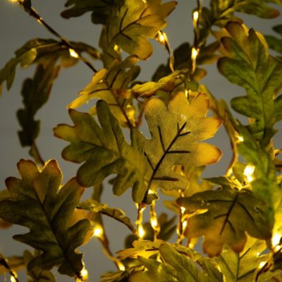 Image showing  5 ft. Pre-Lit Green Autumn Oak Artificial Fall Tree with 200 Warm White LED Lights