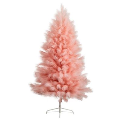 Nearly Natural 6 ft. Artificial Pink Pampas Grass Christmas Tree