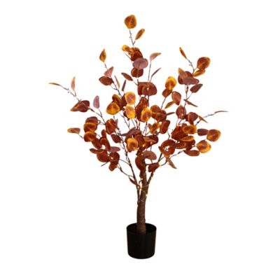 Nearly Natural 3 ft. Pre-Lit Autumn Eucalyptus Artificial Fall Tree with 80 Warm White LED Lights