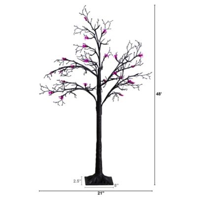 Image showing  4 ft. Pre-Lit Artificial Halloween Spider Twig Tree with 48 Purple LED Lights