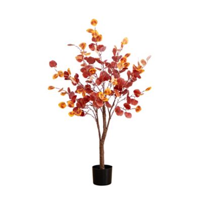 Nearly Natural 4 ft. Pre-Lit Autumn Eucalyptus Artificial Fall Tree with 160 Warm White LED Lights
