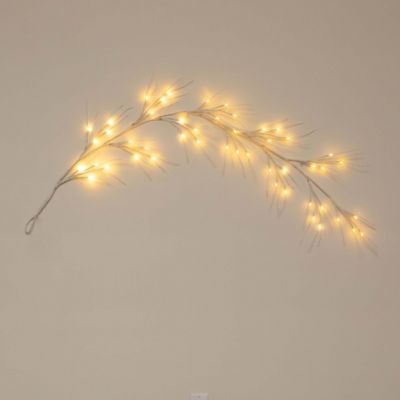 Image showing  6 ft. Pre-Lit Artificial White Birch Garland with 48 Warm White LED Lights