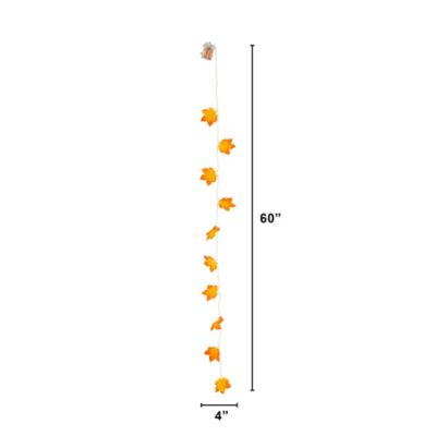 Image showing  5 ft. Pre-Lit Autumn Maple Leaf Artificial Fall Garland with 10 Warm White LED String Lights - Set of 3
