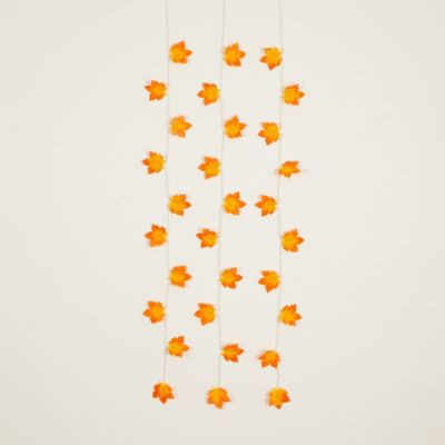 Image showing  5 ft. Pre-Lit Autumn Maple Leaf Artificial Fall Garland with 10 Warm White LED String Lights - Set of 3