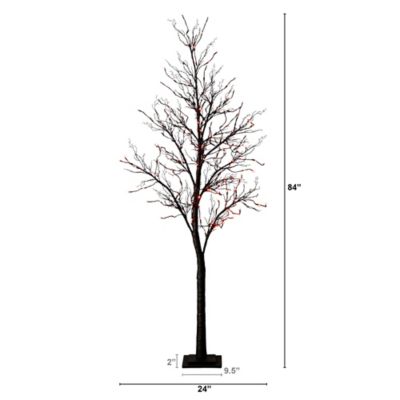 Image showing  7 ft. Pre-Lit Halloween Deluxe Black Twig Artificial Tree with 180 Orange & Purple LED Lights