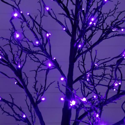 Image showing  7 ft. Pre-Lit Halloween Deluxe Black Twig Artificial Tree with 180 Orange & Purple LED Lights