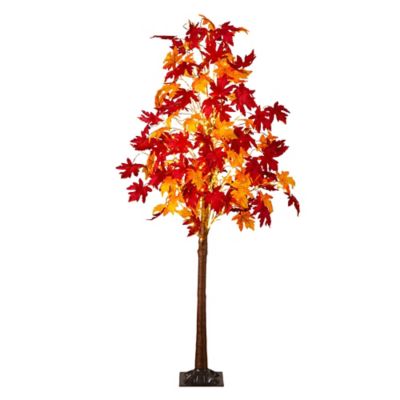 Nearly Natural 7 ft. Pre-Lit Autumn Weeping Maple Artificial Fall Tree with 450 Warm White LED Lights