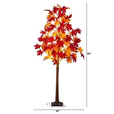 Image showing  7 ft. Pre-Lit Autumn Weeping Maple Artificial Fall Tree with 450 Warm White LED Lights