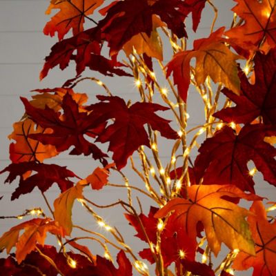Image showing  7 ft. Pre-Lit Autumn Weeping Maple Artificial Fall Tree with 450 Warm White LED Lights