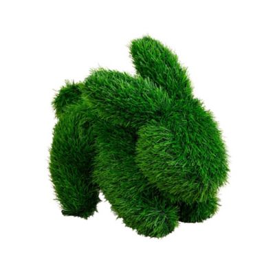 Nearly Natural 14 in. UV Resistant Artificial Grass Garden Plush Topiary Bunny Rabbit (Indoor/Outdoor)