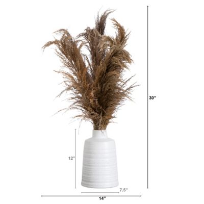 Image showing  30 in. Dried Natural Pampas Arrangement in Ceramic Vase