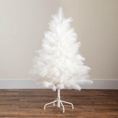 Image showing  4 ft. Artificial White Pampas Grass Christmas Tree