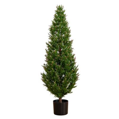 Nearly Natural 4 ft. UV Resistant Artificial Rosemary Cone Topiary Tree (Indoor/Outdoor)