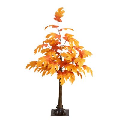 Nearly Natural 3 ft. Pre-Lit Autumn Maple Artificial Fall Tree with 80 Warm White LED Lights