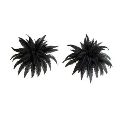 Nearly Natural 40 in. Artificial Halloween Black Boston Fern - Set of 2