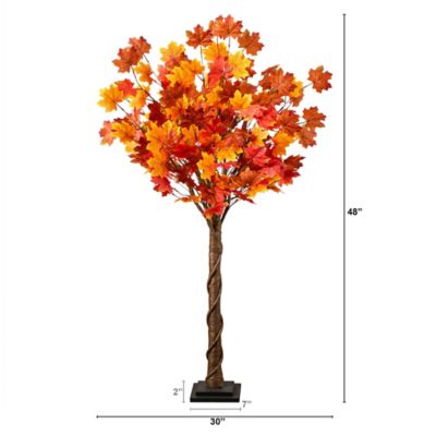 Image showing  4 ft. Pre-Lit Deluxe Autumn Maple Artificial Fall Tree with 68 Warm White LED Lights