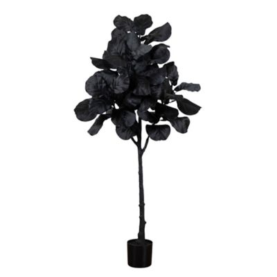 Nearly Natural 5 ft. Artificial Halloween Black Fiddle Leaf Tree