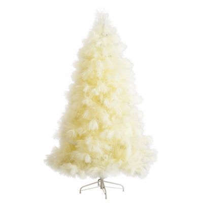 Nearly Natural 6 ft. Artificial Off-White Pampas Grass Christmas Tree
