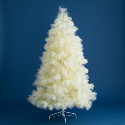 Image showing  6 ft. Artificial Off-White Pampas Grass Christmas Tree