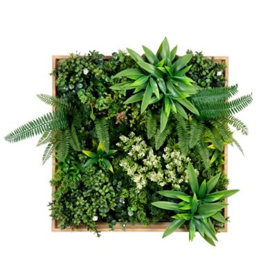 Nearly Natural 20 in. x 20 in. UV Resistant Queensland Rainforest Faux Living Wall Art Panel in Frame (Indoor/Outdoor)