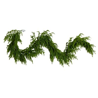 Nearly Natural 6 ft. Pre-Lit Artificial Real Touch Norfolk Island Pine Garland with 35 Warm White LED Lights and Natural Look